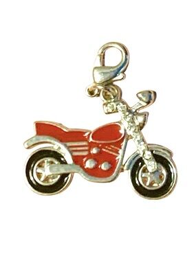 Motorcycle Silver, Yellow, Black w/Lobster clasp Zipper pull, purse, sho…